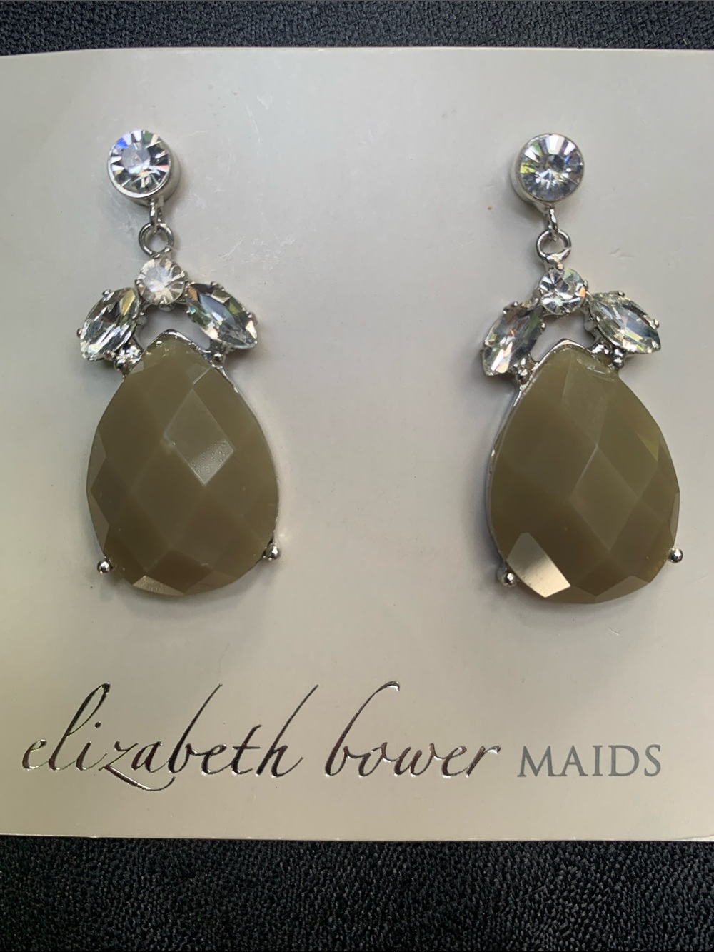 Green Liddy Teardrop Crystal Drop Earrings by Elizabeth Bower BHLDN